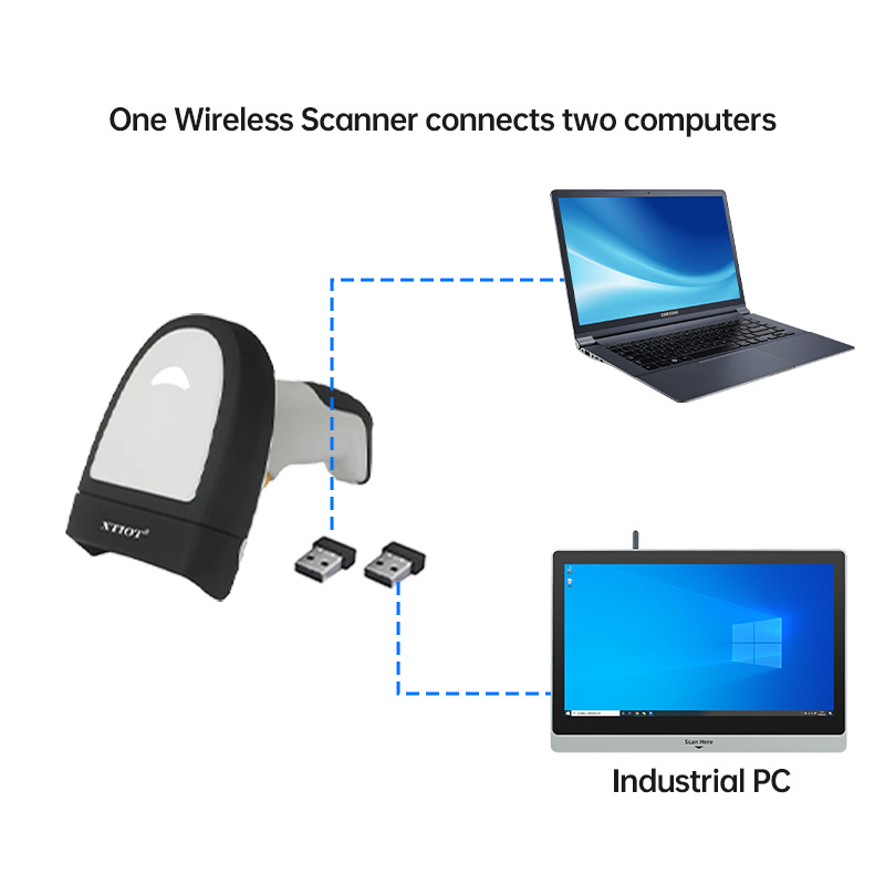 XT6202-2 USB Wireless Barcode Scanner Multiple Computers Multi Host Support Automation Barcode Scanner Shared Connection